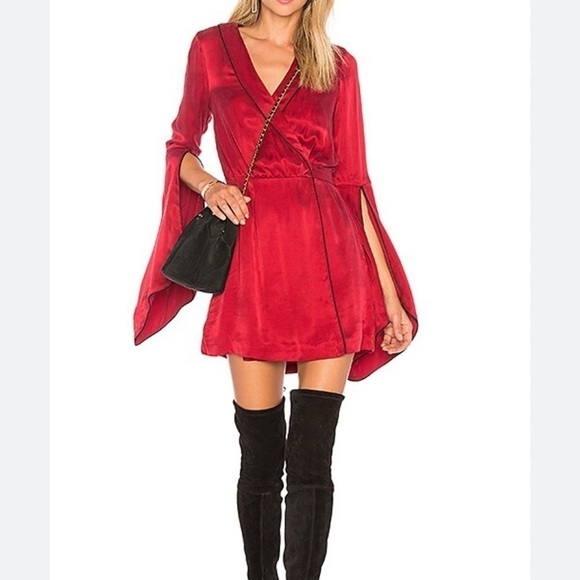 House of Harlow 1960 Dresses & Skirts - House of Harlow 1960 x REVOLVE Amos Red Wrap Mini Long Sleeve Dress Sz XSmall